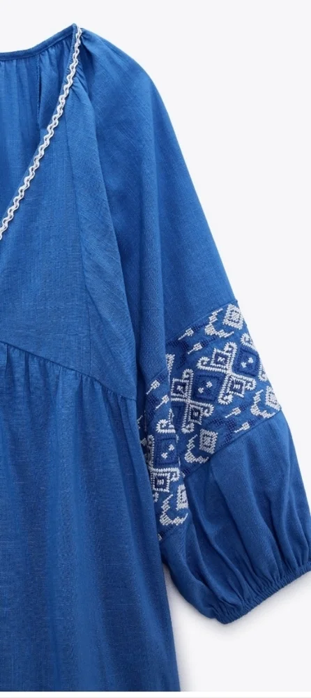 Zara maxi combination embroidered dress_3